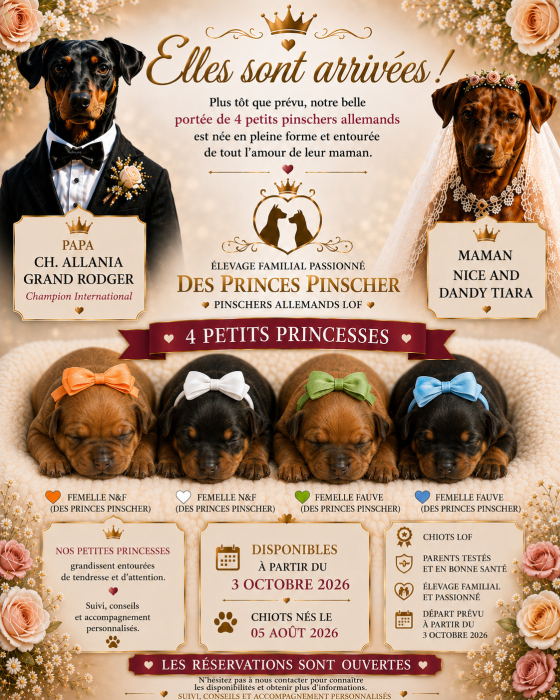 des Princes Pinscher - Pinscher Allemand - Portée née le 05/08/2026
